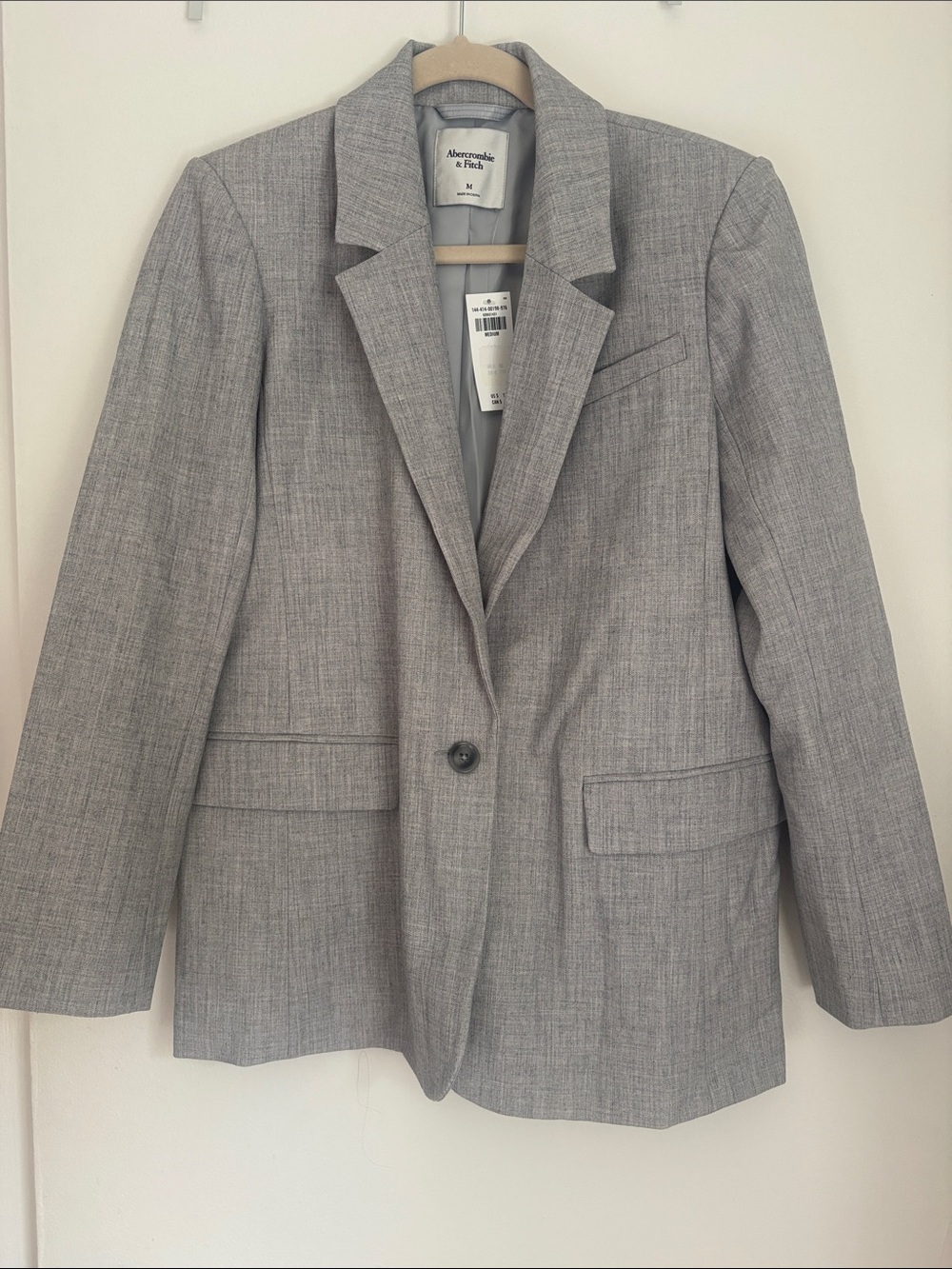 Abercrombie & Fitch Light Gray Single-Button Tailored Blazer